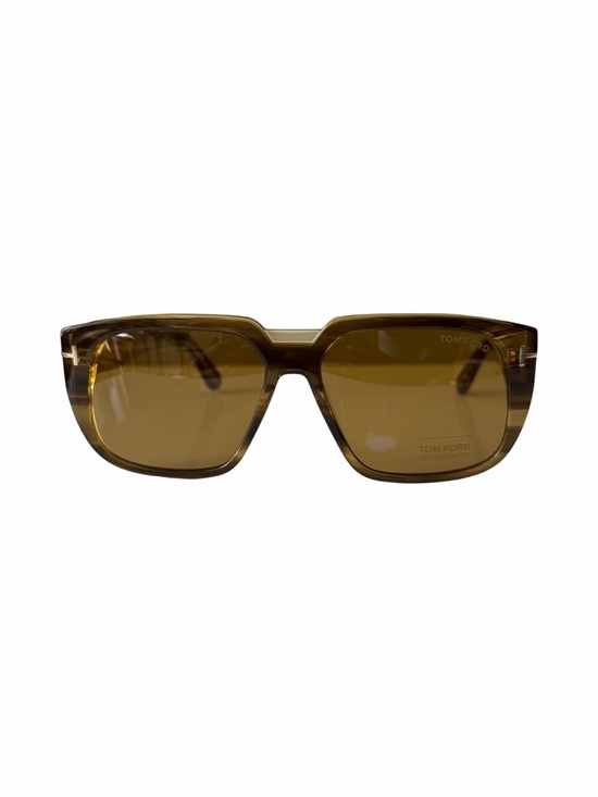 Tom Ford Accessories - Tom Ford Oliver-02 Brown Square Sunglasses 55E FT1025/S Gold T NIB Full Set